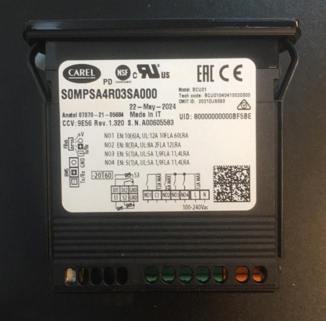 Контроллер (электронный термостат) CAREL MPXZERO, 4 РЕЛЕ 12A 8A 5A 5A, 230VAC, NFC, BUZ, 2 цифр. входа, IR RTC (IR33C0HB00, PJEZC, MX30)