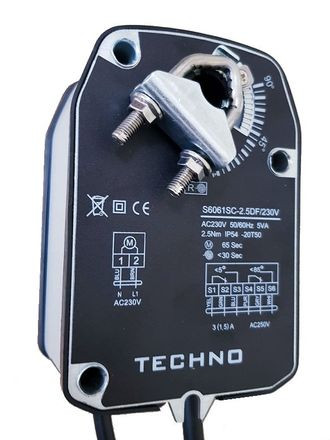 TECHNO 02DF/230V привод для воздушной заслонки реверсивный 2-х позиционным управлением, с концевыми выключателями 2Nm, 220B TECHNO 02DF/230V привод для воздушной заслонки реверсивный 2-х позиционным управлением, с концевыми выключателями 2Nm, 220B