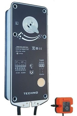TECHNO SF-15AFS/24V привод противопожарный с возвратной пружиной, аналогового управления 0-10V, датчик температуры, с концевыми выключателями, 15Nm, 24В TECHNO SF-15AFS/24V привод противопожарный с возвратной пружиной, аналогового управления 0-10V, датчик температуры, с концевыми выключателями, 15Nm, 24В